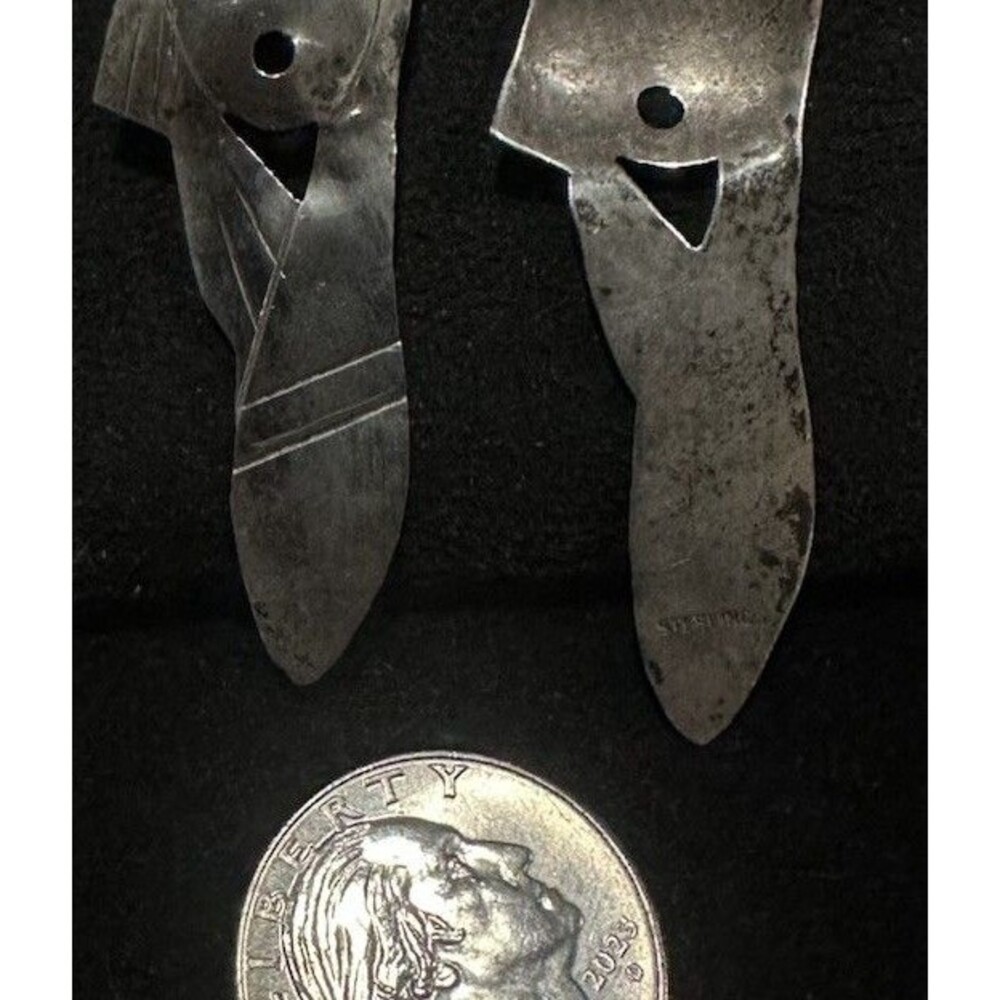 Vintage Navajo Maiden Sterling Silver Kachina Dancer Dangle Hook Earrings Native - Picture 6 of 8